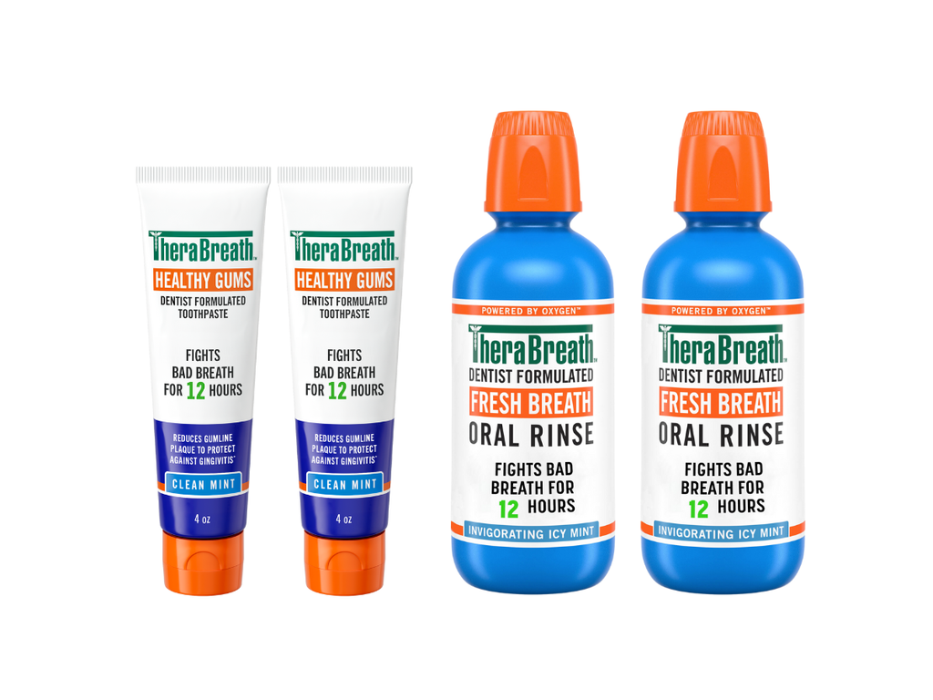TheraBreath Fresh Breath Oral Rinse & Healthy Gums Toothpaste Bundle (73EA)