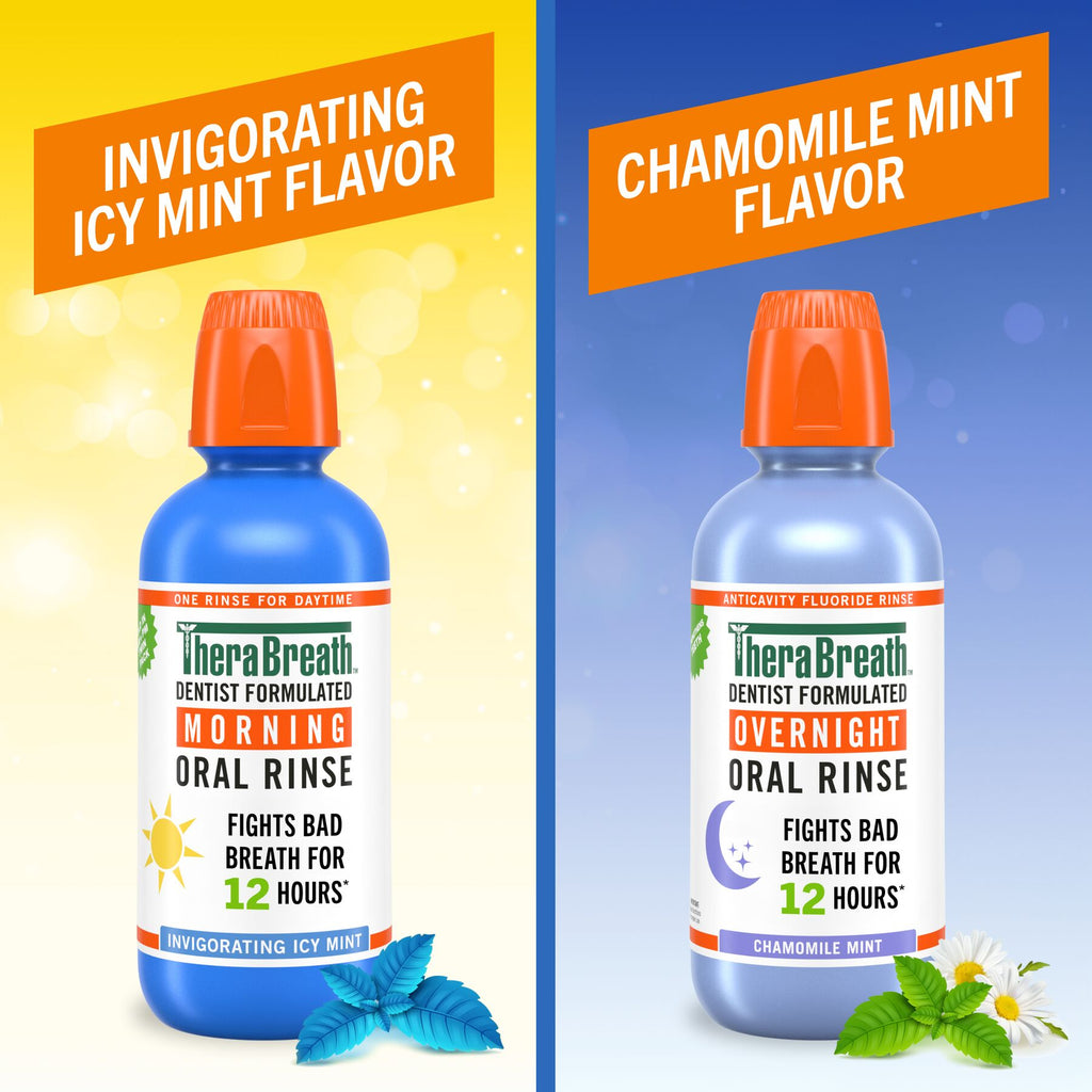 TheraBreath AM + PM Mouthwash Bundle, Morning & Overnight Rinses, 16 fl oz, 2-Pack (6UVK)