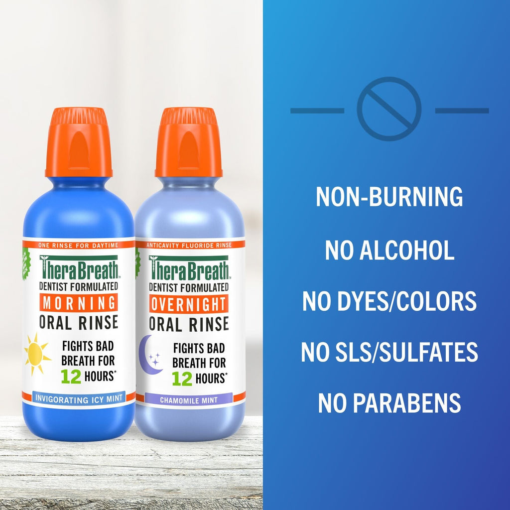 TheraBreath AM + PM Mouthwash Bundle, Morning & Overnight Rinses, 16 fl oz, 2-Pack (6UVK)