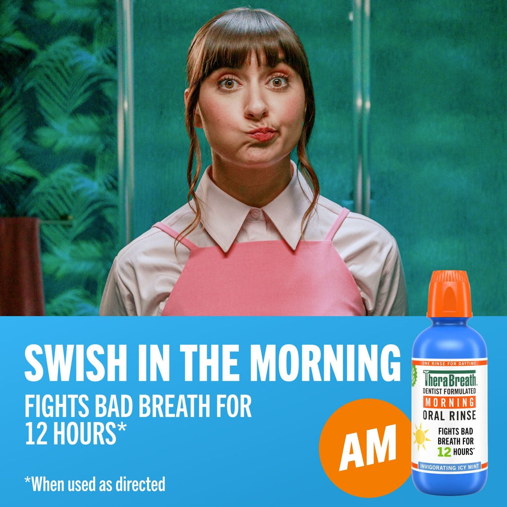 TheraBreath AM + PM Mouthwash Bundle, Morning & Overnight Rinses, 16 fl oz, 2-Pack (6UVK)