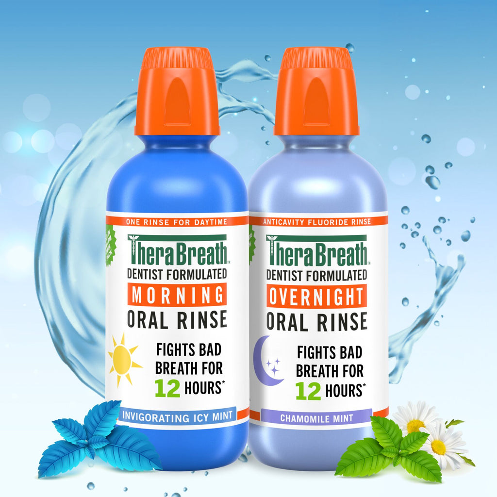 TheraBreath AM + PM Mouthwash Bundle, Morning & Overnight Rinses, 16 fl oz, 2-Pack (6UVK)