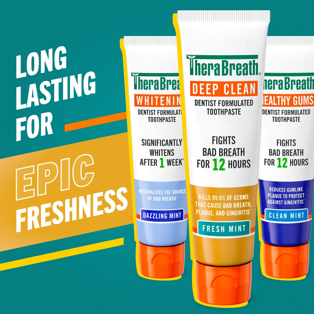 TheraBreath Deep Clean Toothpaste, Helps Fight Bad Breath, Fresh Mint (NRCX)