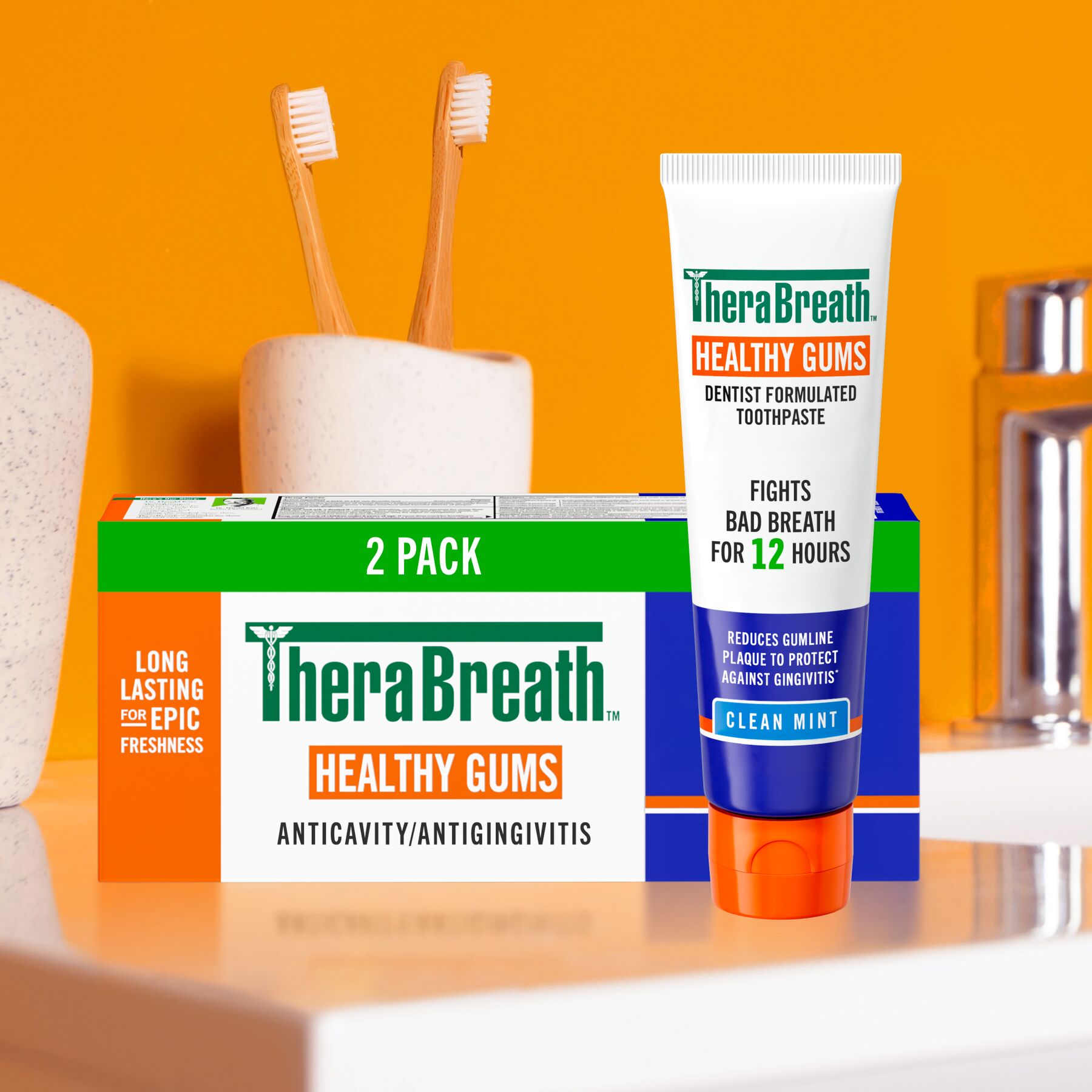 TheraBreath Healthy Gums Toothpaste, Helps Fight Gingivitis, Clean Mint (JH7Z)