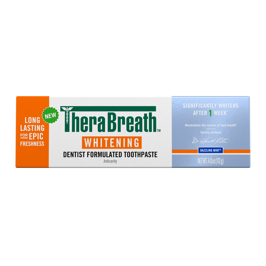 TheraBreath Whitening Toothpaste, Peroxide-Free & Anticavity, Dazzling Mint (LGHF)