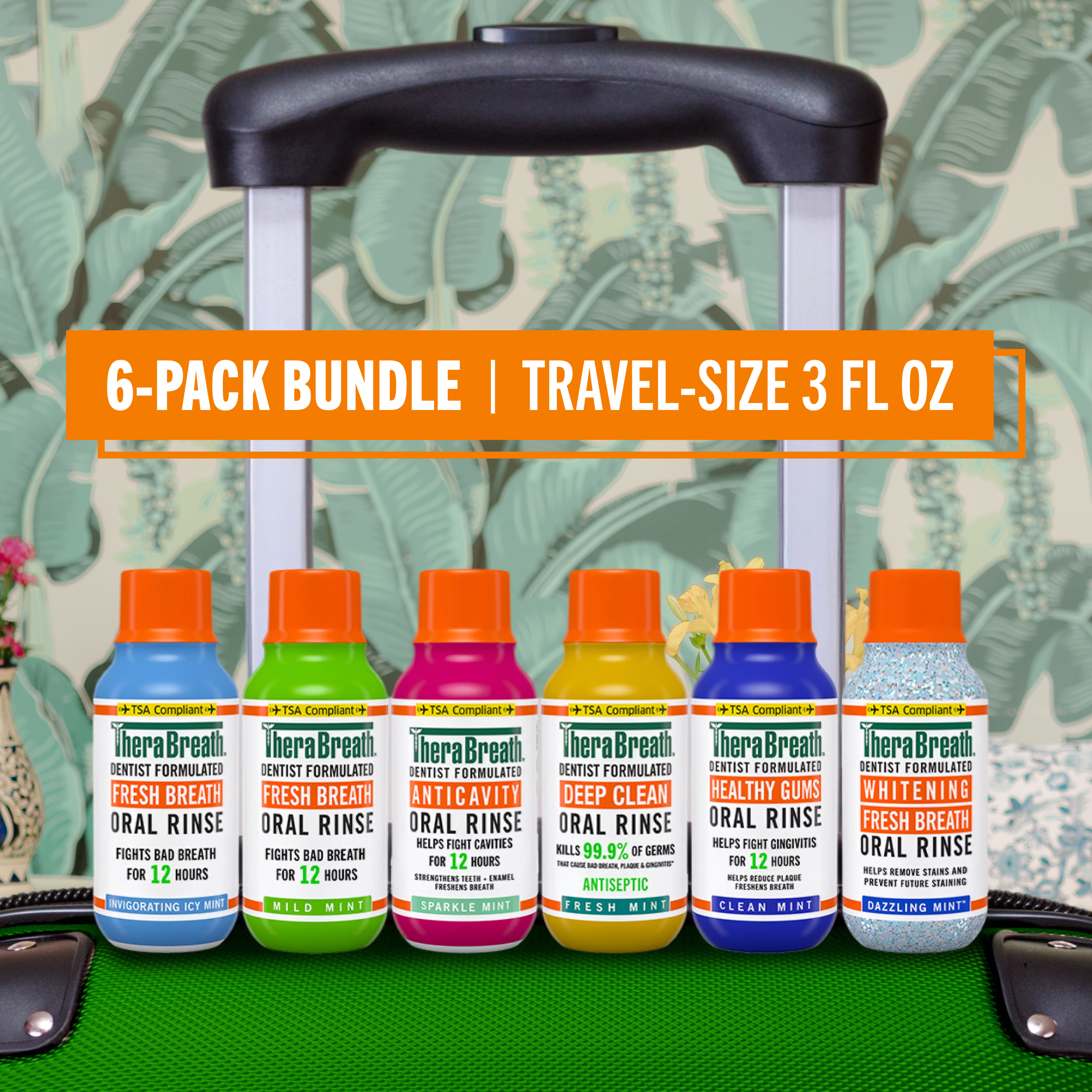 Travel-Size Mouthwash - TheraBreath Variety 6-Pack Bundle (6WUM)