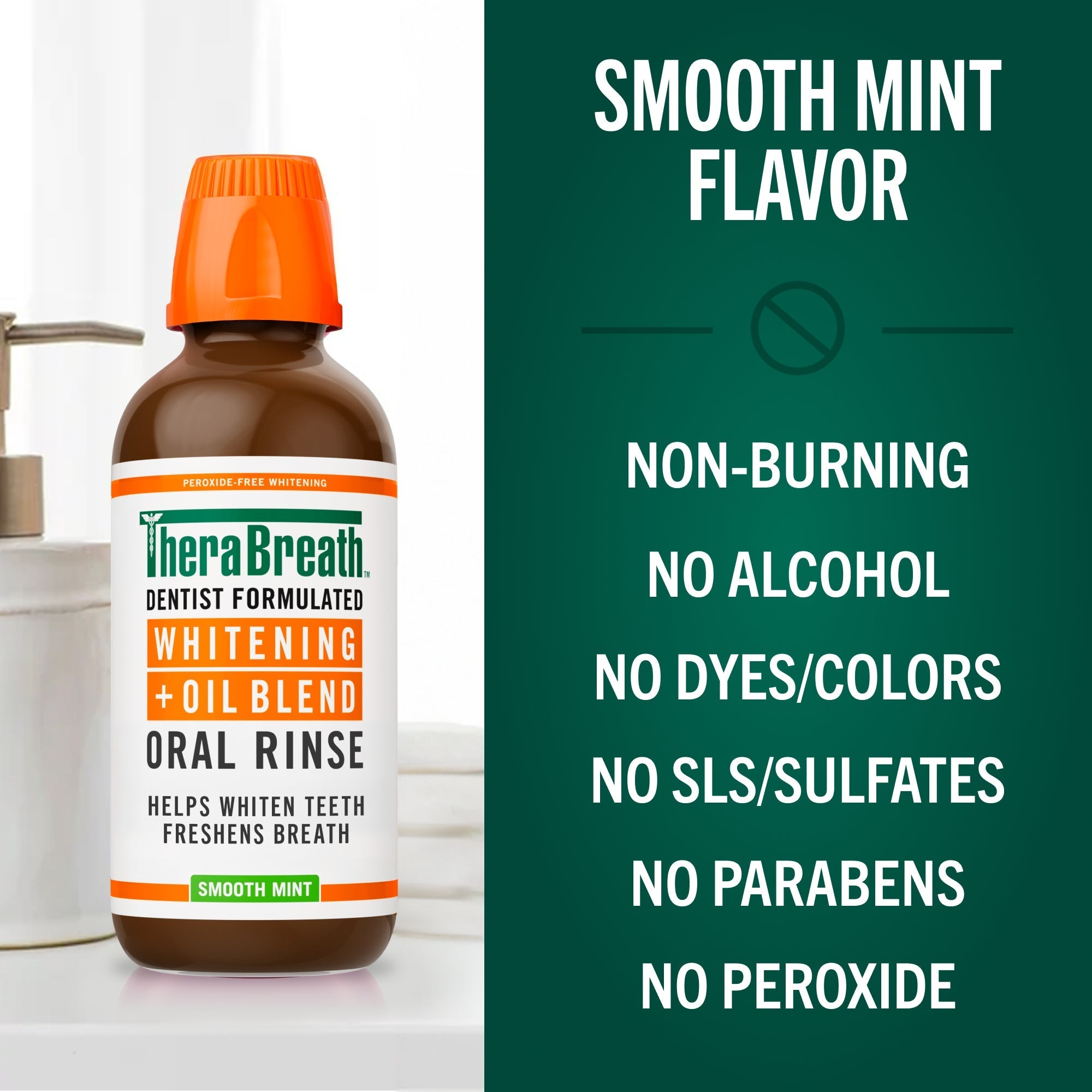 Whitening + Oil Blend Oral Rinse – Smooth Mint (B7SU)