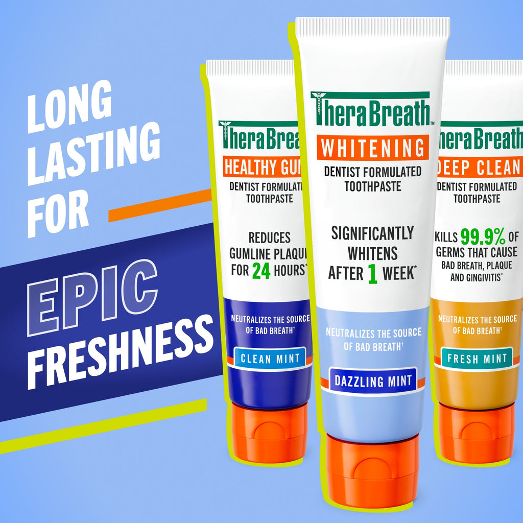 TheraBreath Whitening Toothpaste, Peroxide-Free & Anticavity, Dazzling Mint (LGHF)