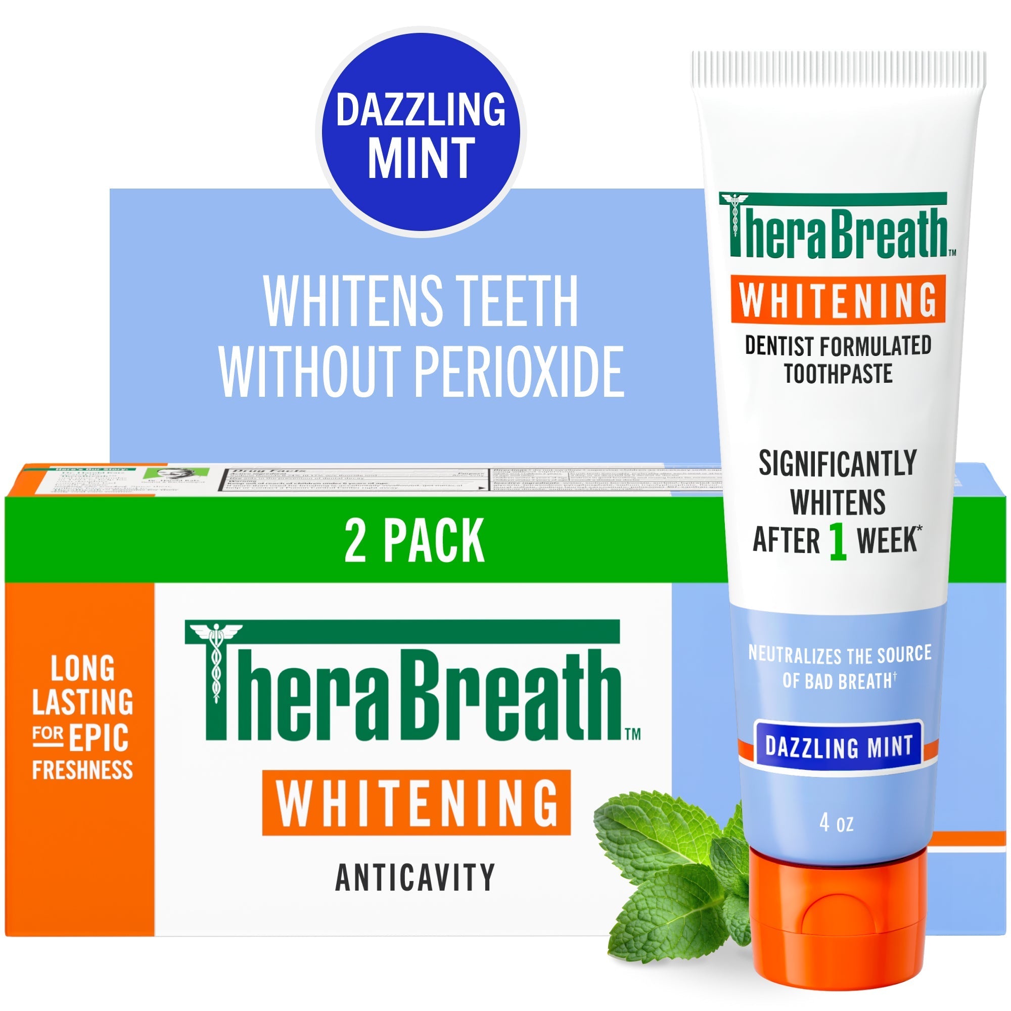 TheraBreath Fresh Breath Oral Rinse & Whitening Toothpaste Bundle (MVJA)