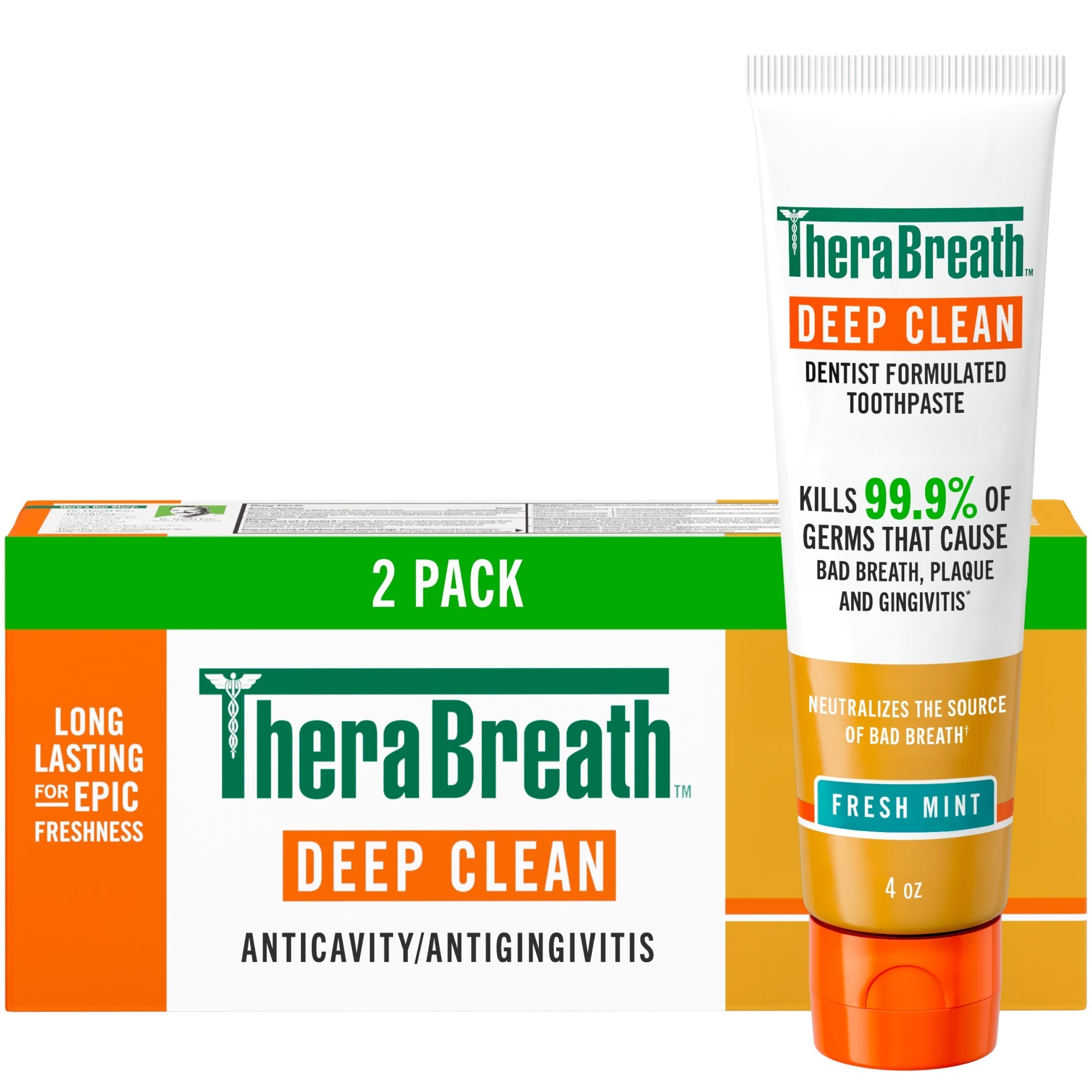 TheraBreath Deep Clean Toothpaste, Helps Fight Bad Breath, Fresh Mint (NRCX)