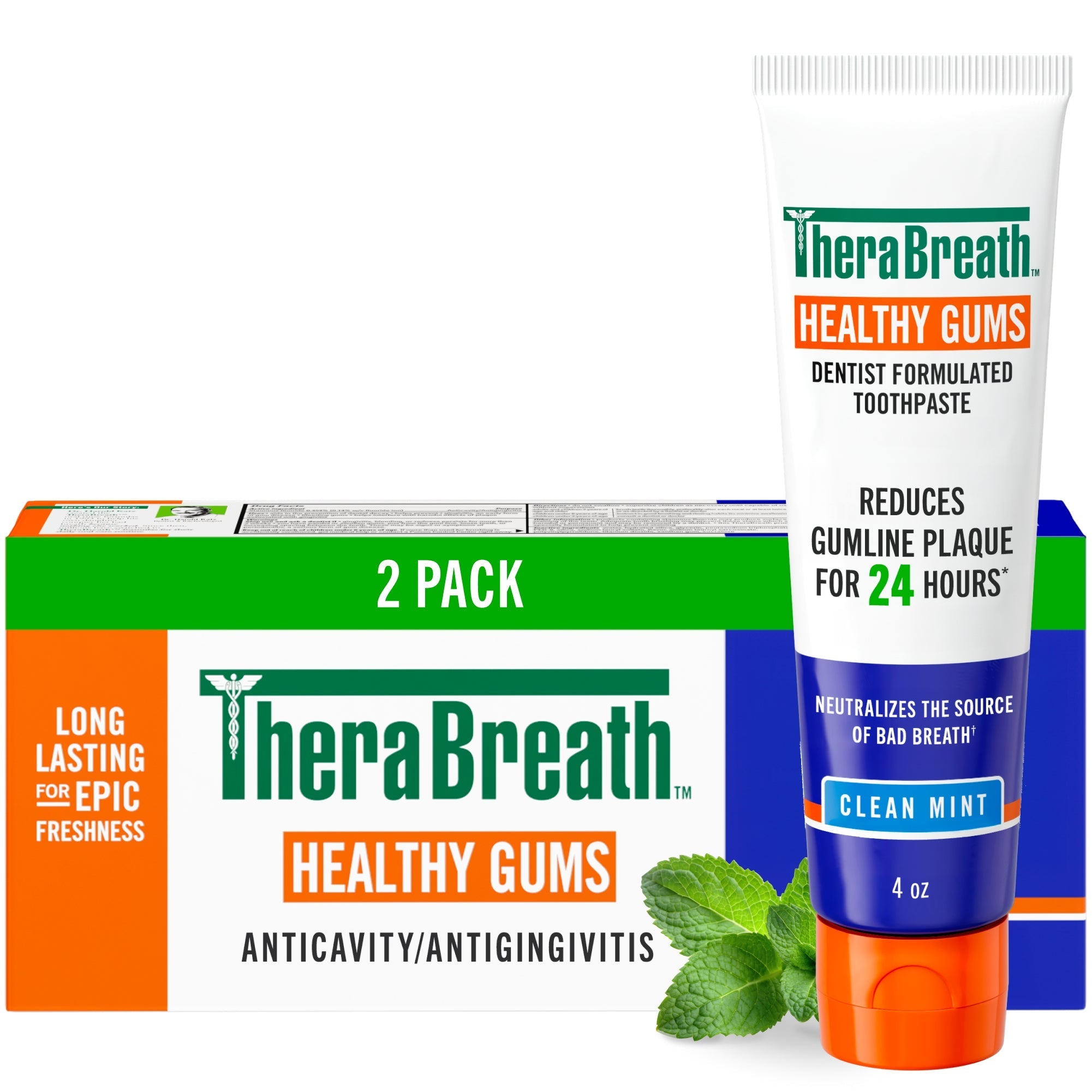 TheraBreath Healthy Gums Toothpaste, Helps Fight Gingivitis, Clean Mint (JH7Z)